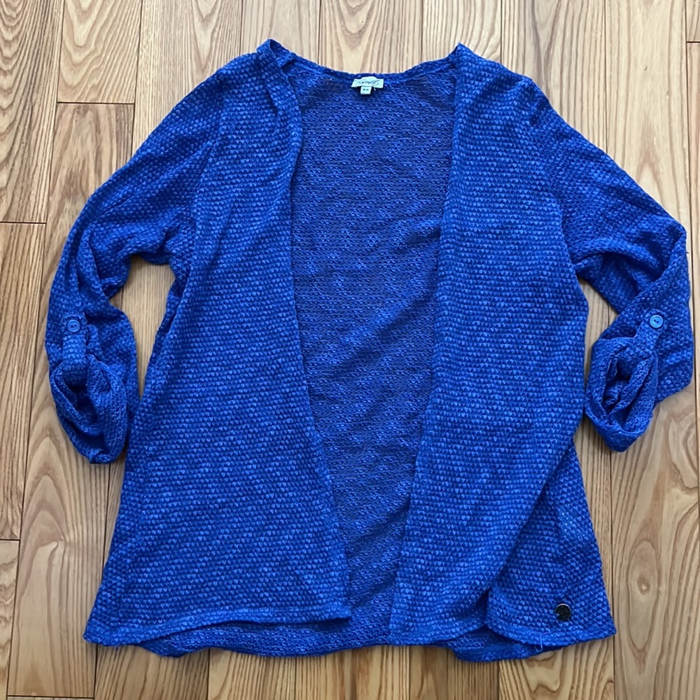 Blue Rolled Sleeve Cardigan